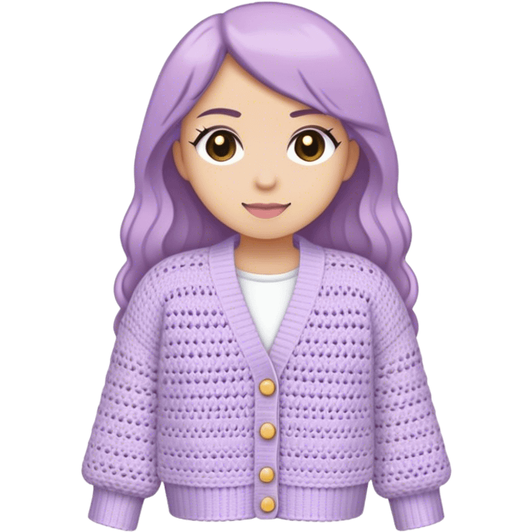 pastel muted purple crocheted cardigan emoji