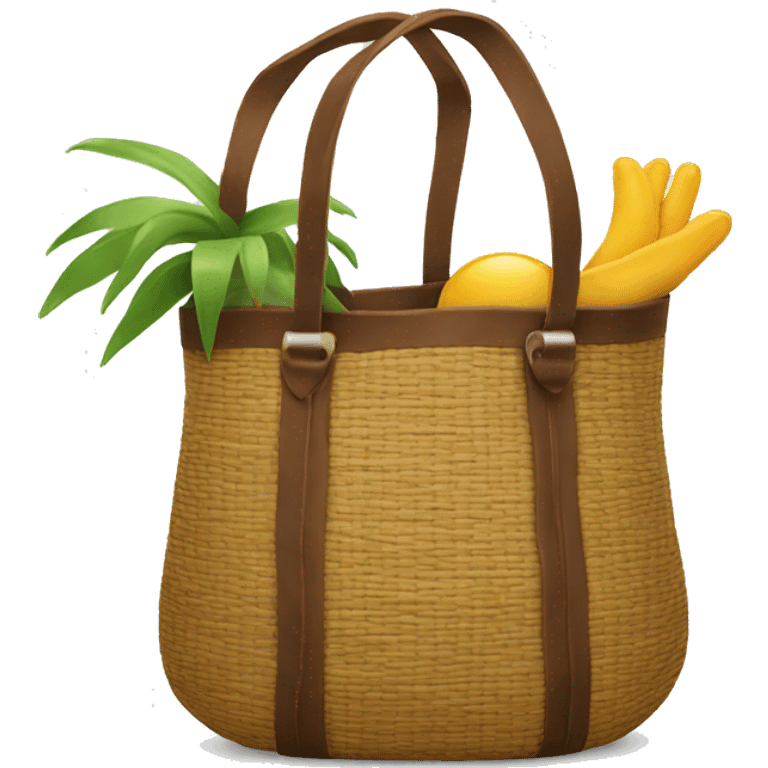 Woven brown beach bag emoji