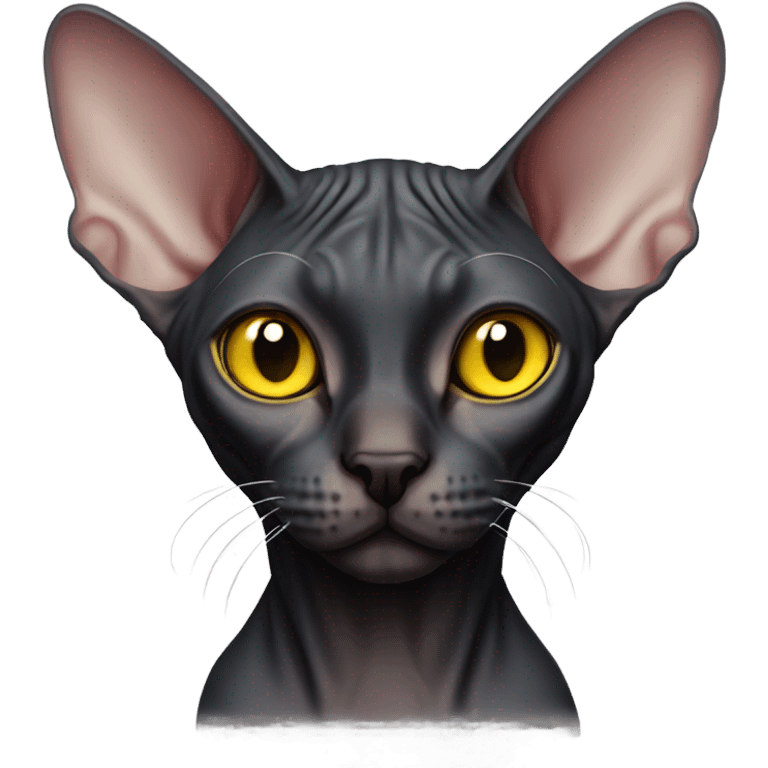 Cat sphynx black with yellow eyes  emoji