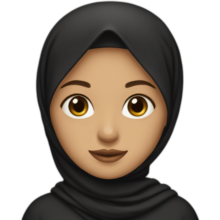 A hijabi girl with mat skin, black sweat and black skirt emoji