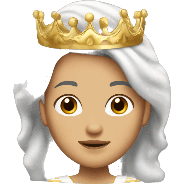 Princesa blanca con cabello castaño y una corona dorada emoji