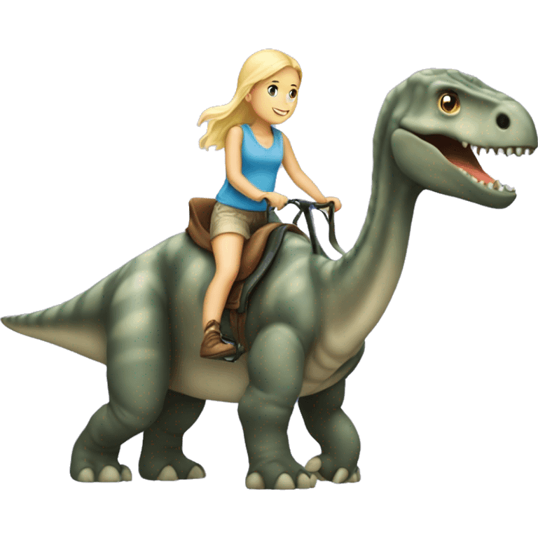 Blonde girl riding Brachiosaurus emoji