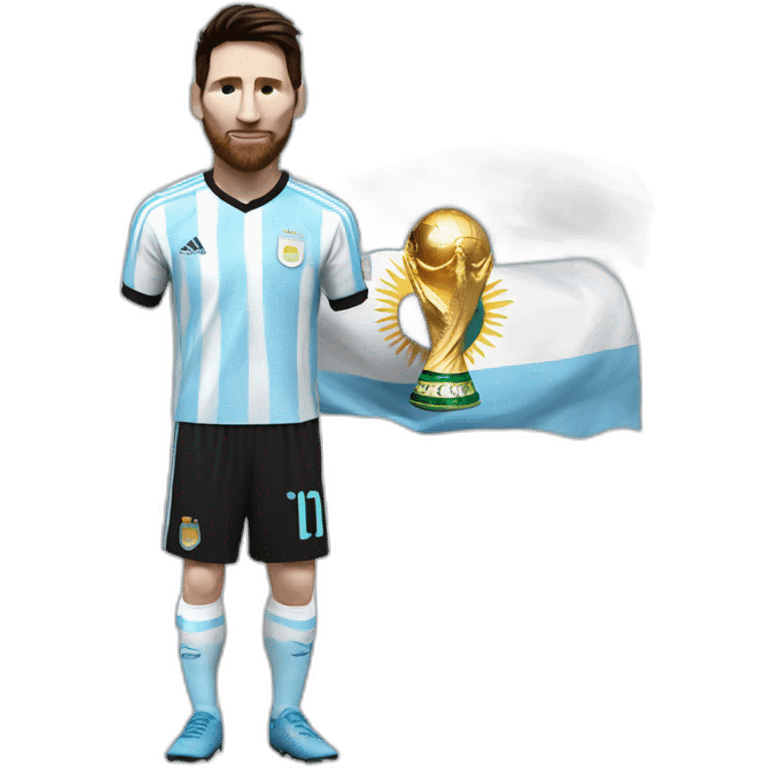 Messi with argentinian shirt holding the FIFA World Cup emoji