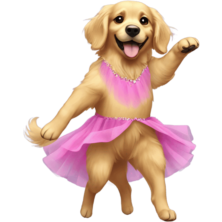 Golden retriever dancing in a tutu emoji