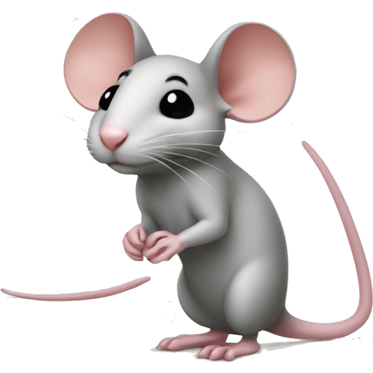 Mouse with little round body no front feet and a really long tail emoji