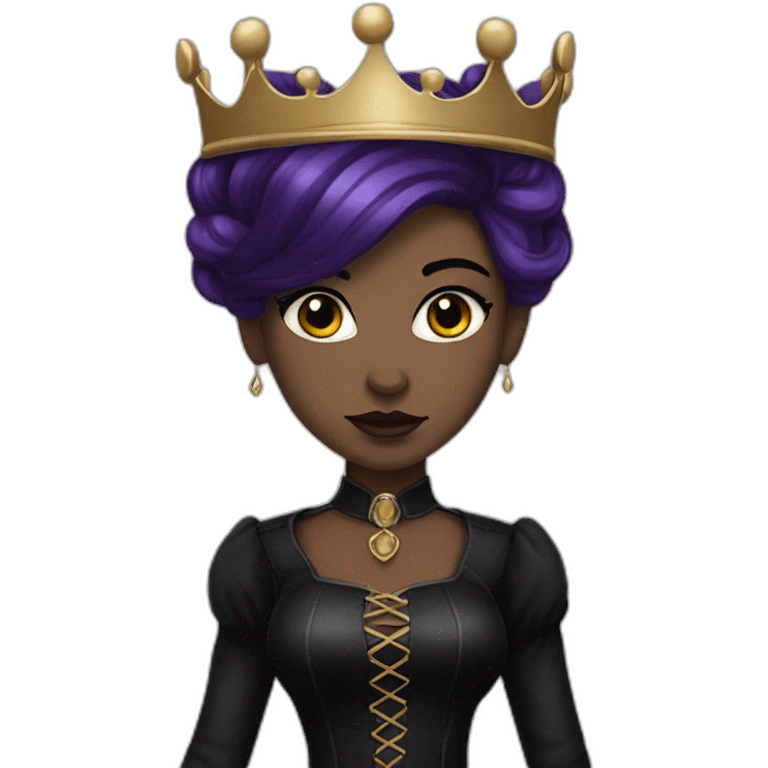 Queen gothic girl long dark black and purple hair emoji