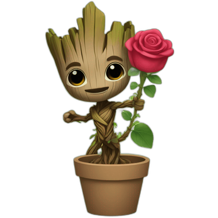 Groot qui tient une rose emoji