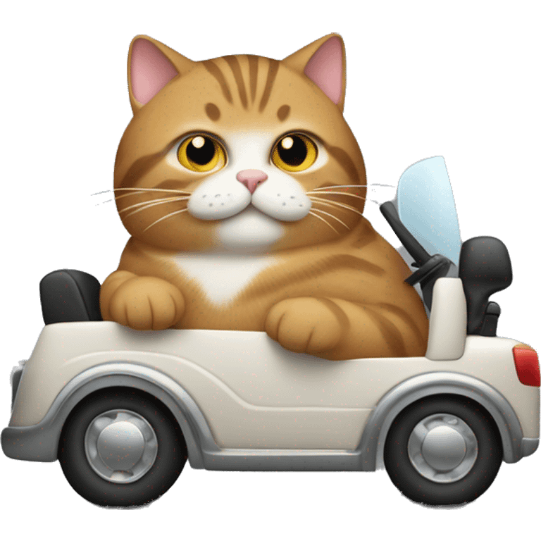 fat tabby cat driving emoji