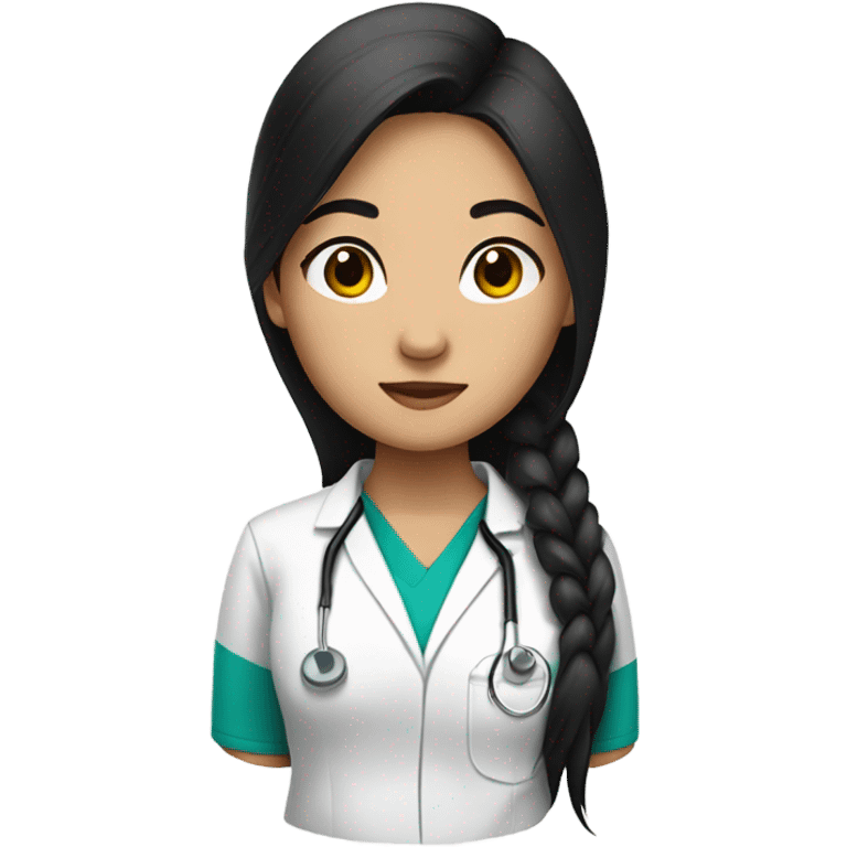 Asian girl with long black hair in scrubs  emoji