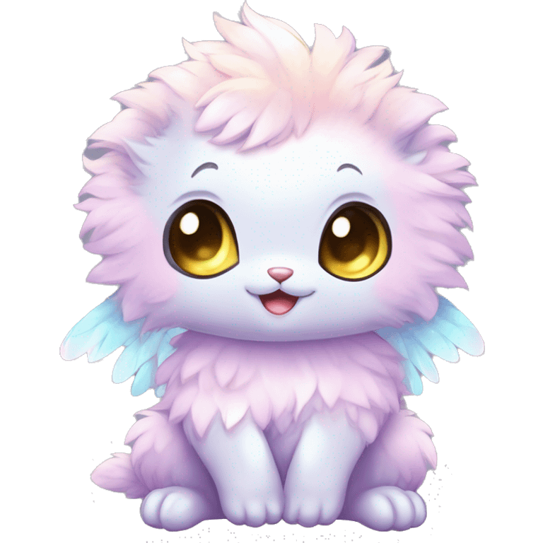 Shiny Cute Innocent Shy Baby Sparkly Colorful Pastel Fluffy beautiful fantasy Kawaii Ethereal Sona Fakemon-animal Full Body emoji