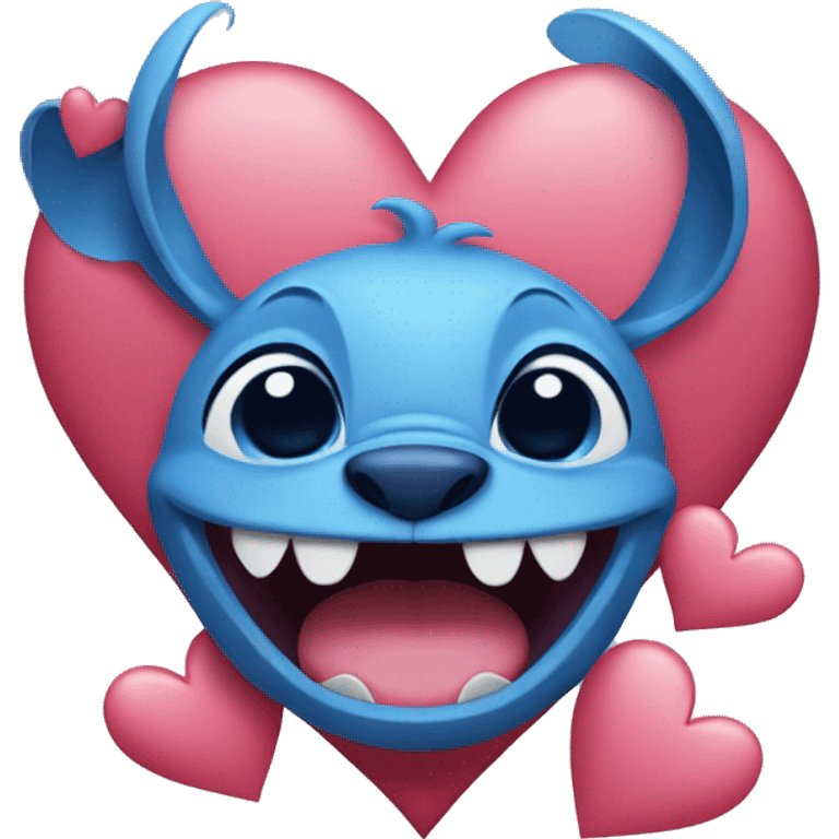 Stitch surrounded by hearts  emoji