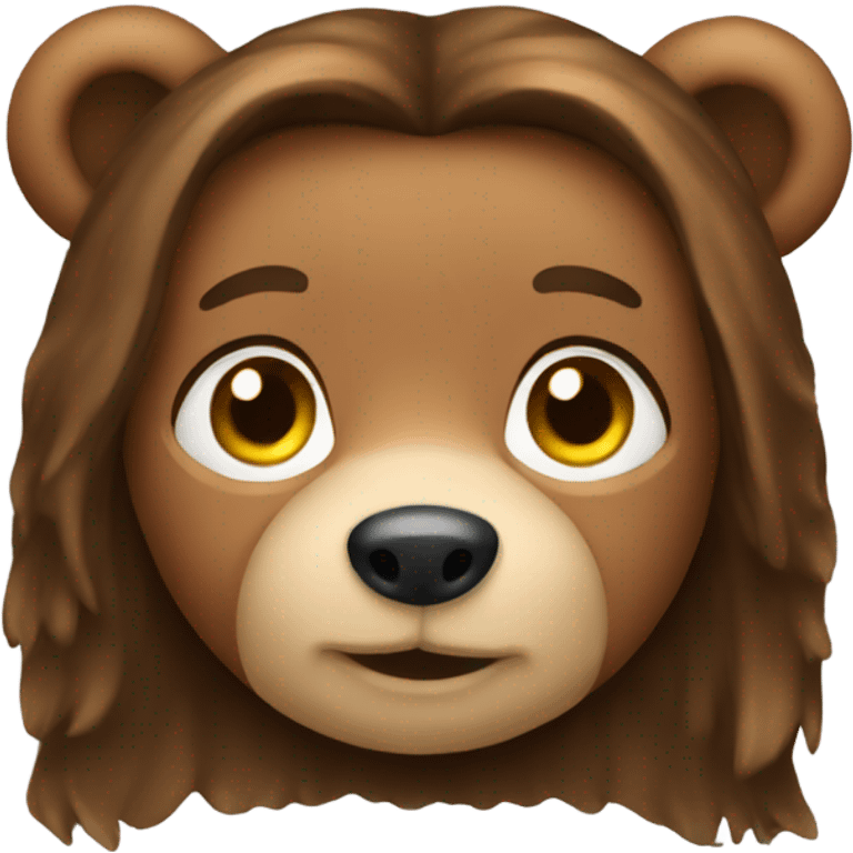 Teddy bear with very long brown hair.  emoji