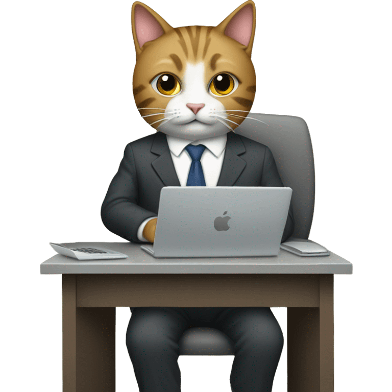 cat in a suit working on a computer emoji