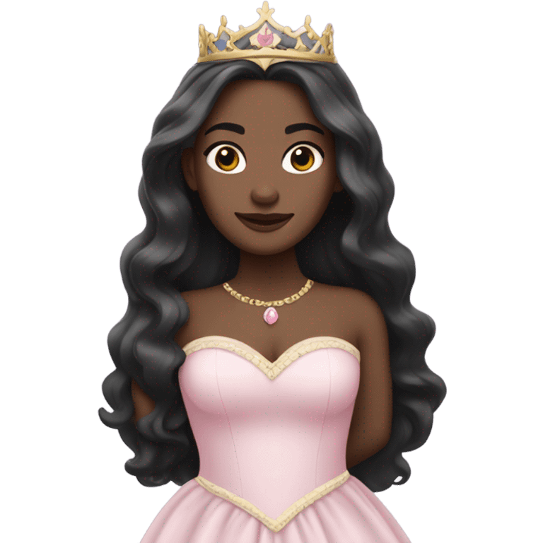 Princess- pale skin- Long dark hair-  light pink dress emoji