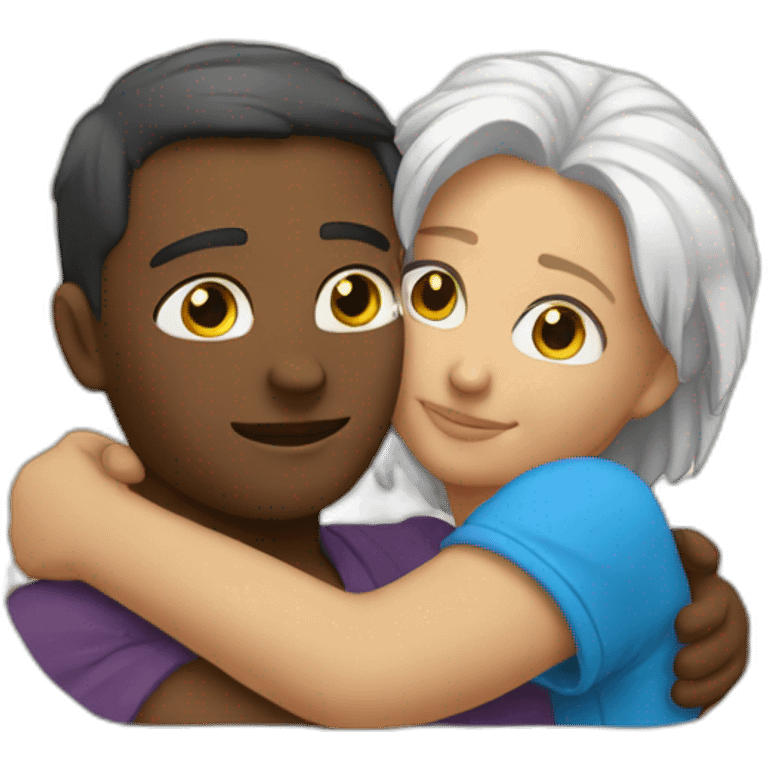 Two white poeple hugging emoji