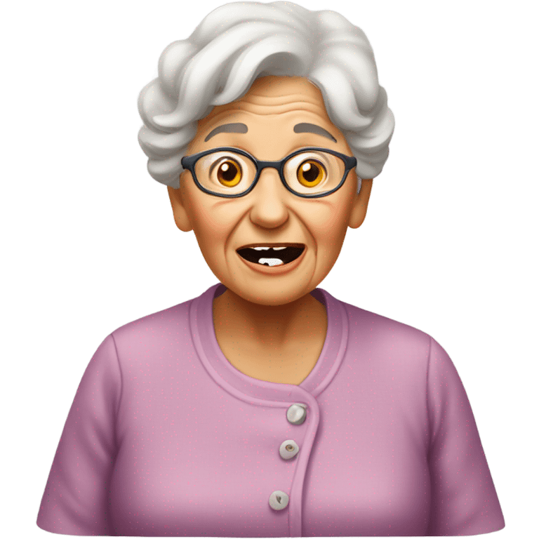 grandma with her tongue out waiting for food emoji