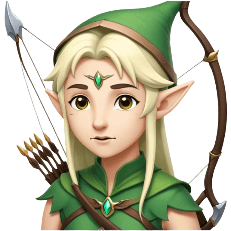 elf archer portrait, head and shoulder emoji