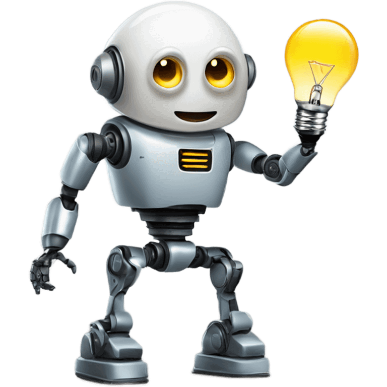 robot holds a light bulb emoji