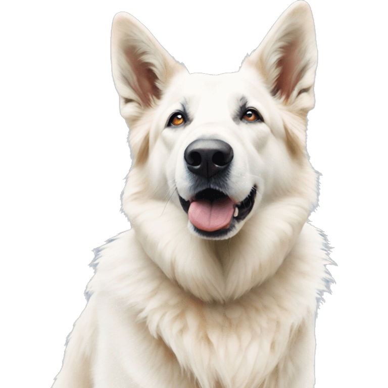 white shepherd standing watercolour picture emoji