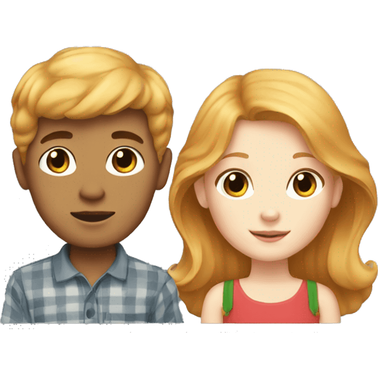 Strawberry blonde girl with a black haired boy emoji