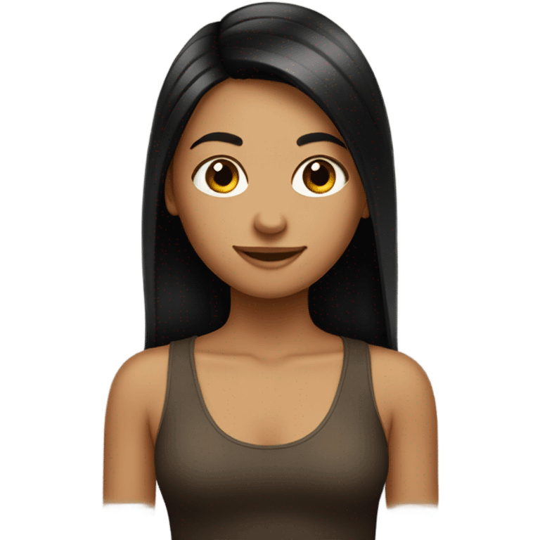 tan skinned girl straightening long black hair emoji