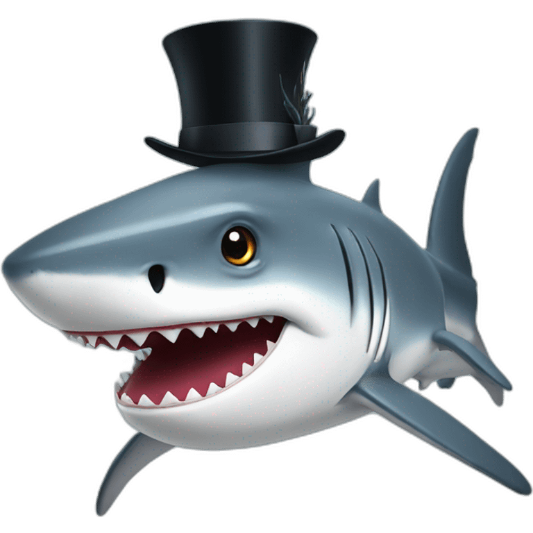 Shark with a top hat emoji