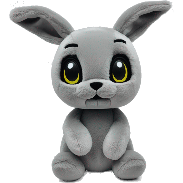 grey bunny jellycat with cute blank full black eyes no sclera of eyes emoji