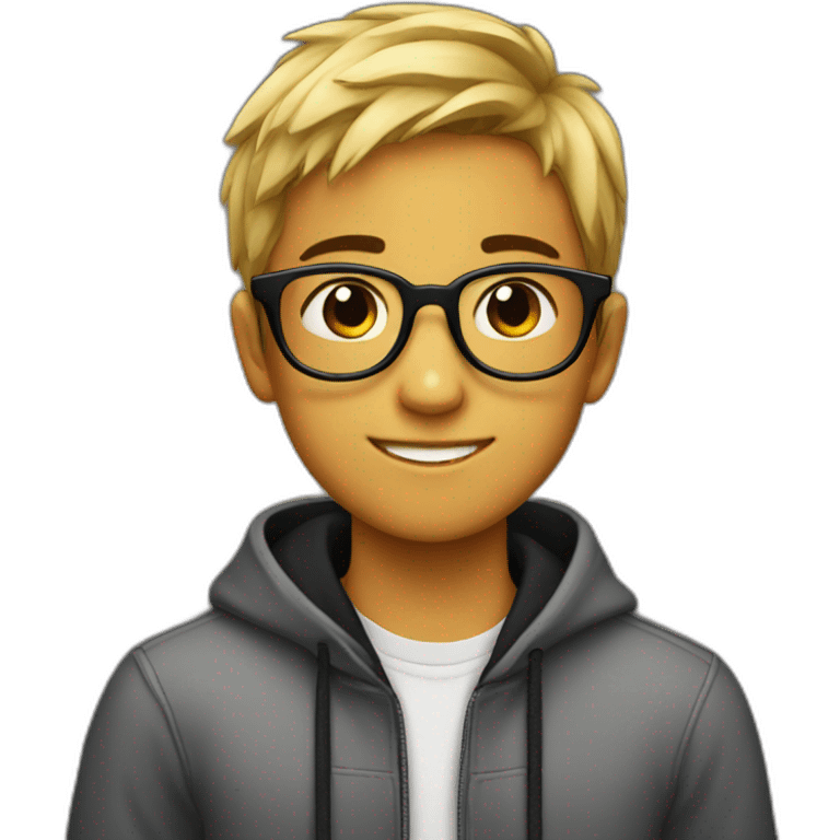 A teenager boy with black sweet and glasses  emoji