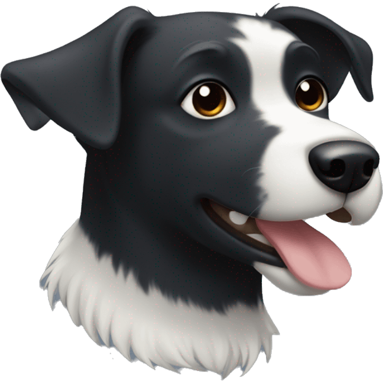 Black dog with white hair around mouth and neck emoji