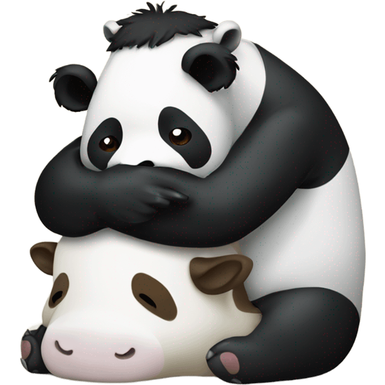 Panda hugging a buffalo emoji