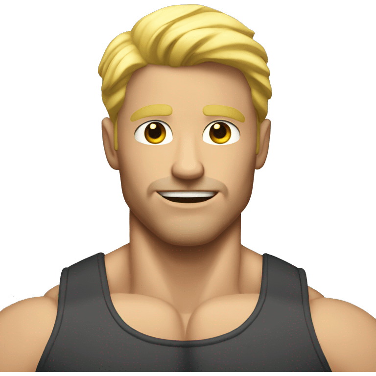 Blonde guy with big muscles emoji