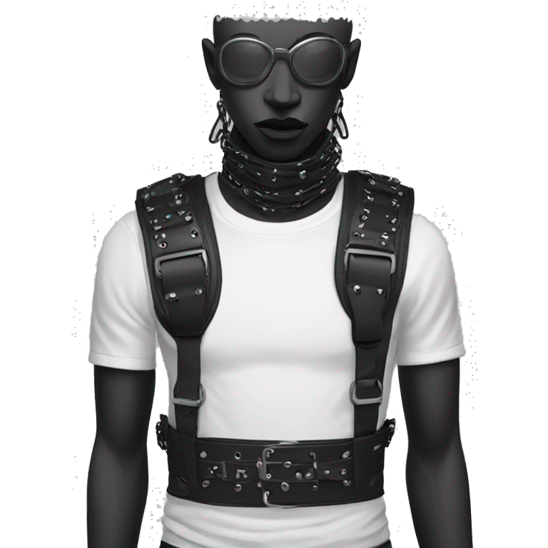 Black punk fashion chest harness emoji