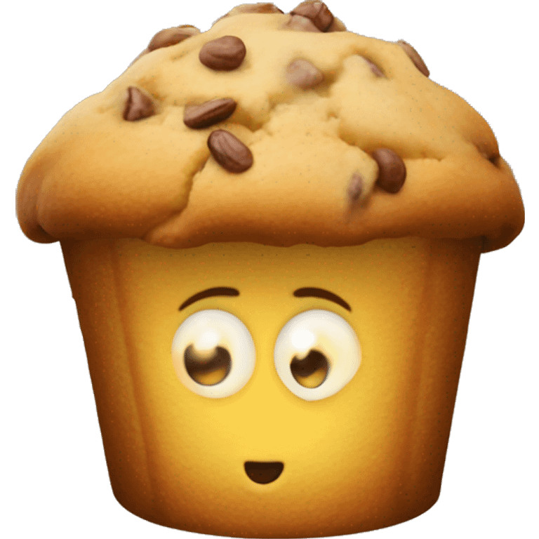 Banana nuts muffin with cute face emoji