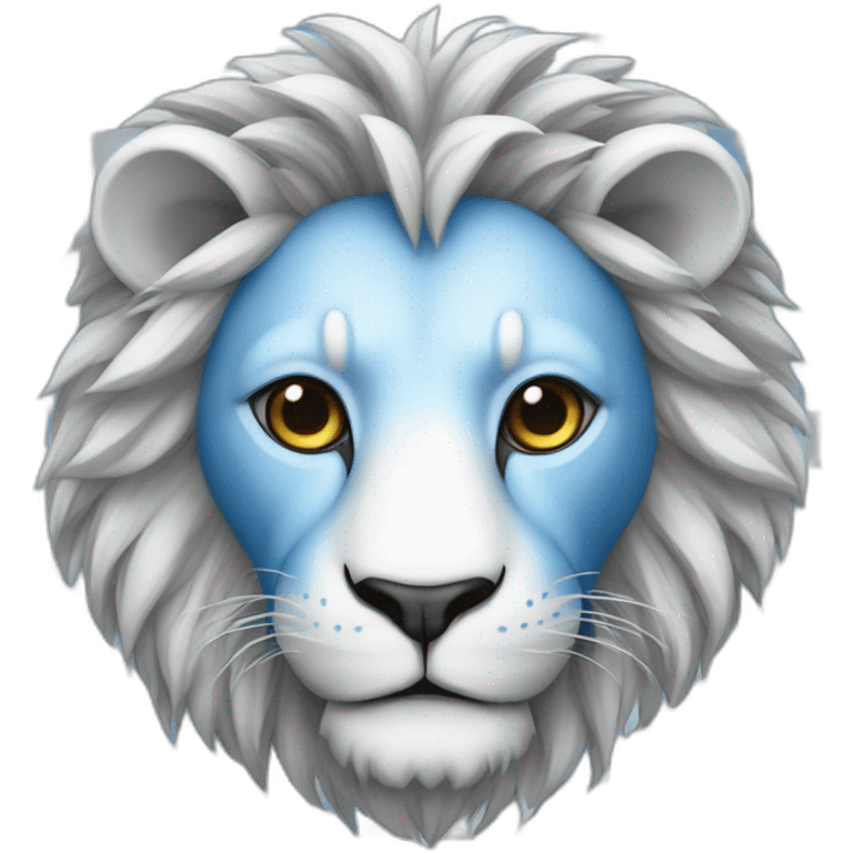 lion in mask blue-white checkerboard color emoji