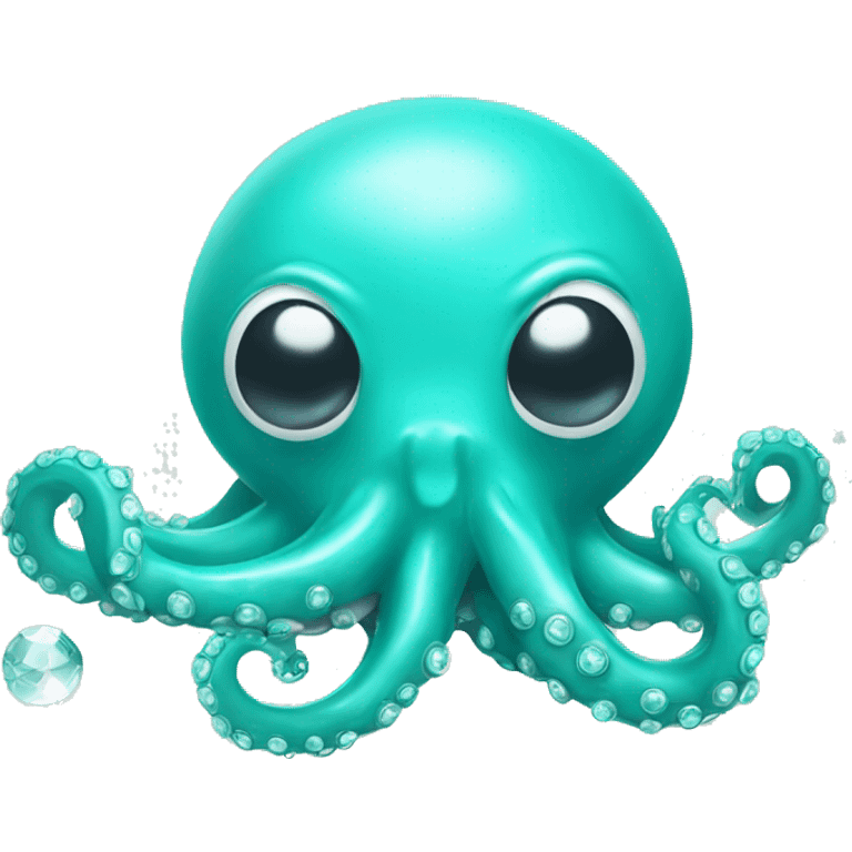 Turquoise cute octopus with surgical mask and crystal ball emoji