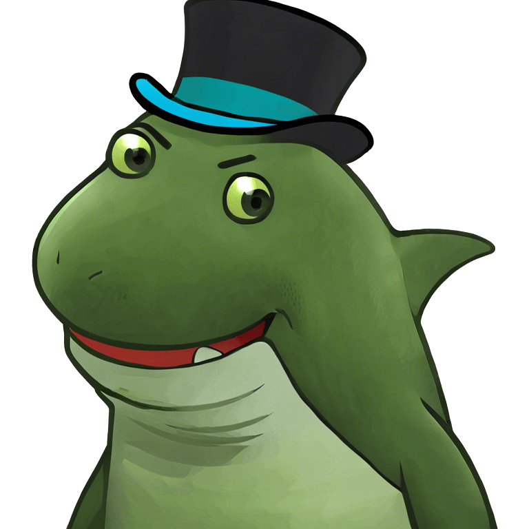 Shark with a top hat emoji