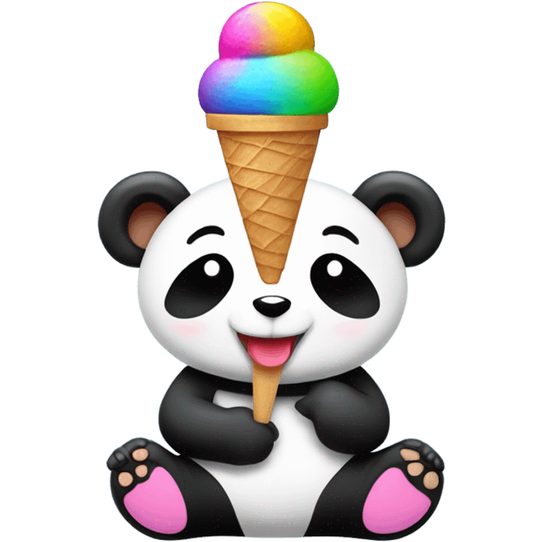 Panda eating ice cream emoji