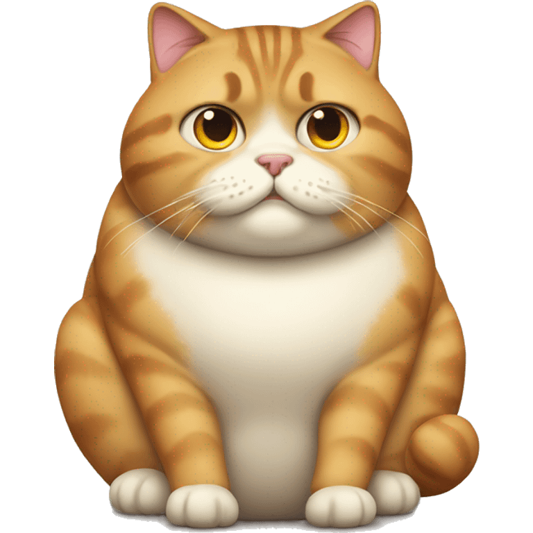 Fat cat sitting raising eyebrow emoji