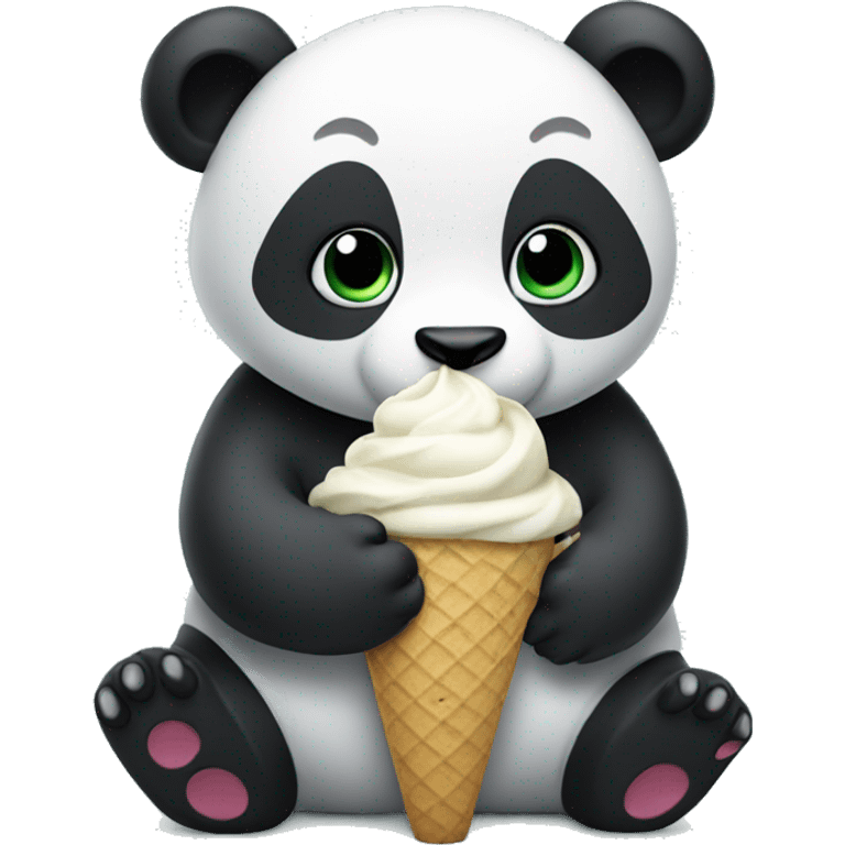 Panda eating ice cream emoji