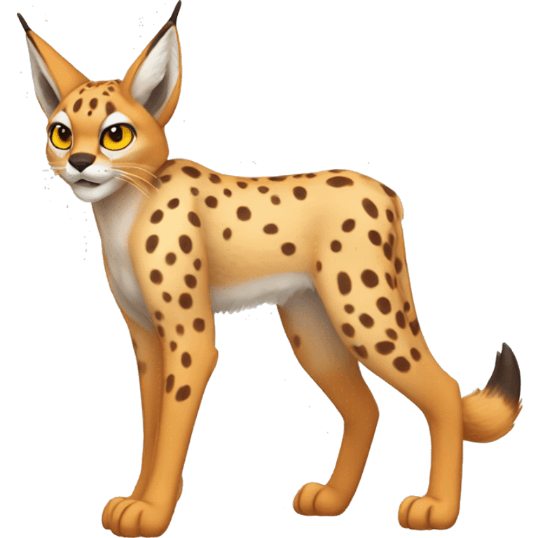 spotted Lynx-Caracal-Fakemon-hybrid with orange points full body emoji