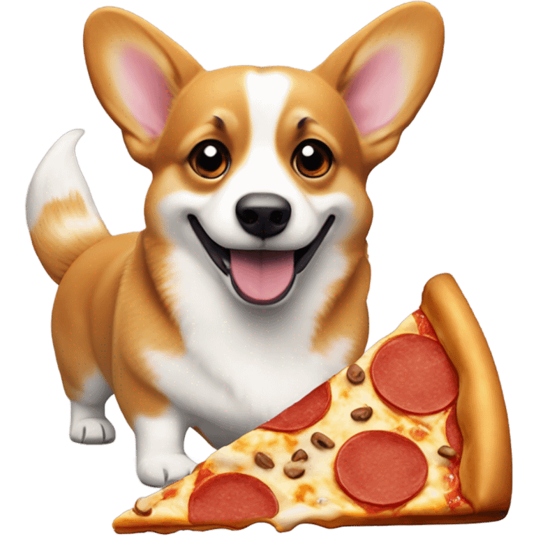 Corgi eating pizza emoji