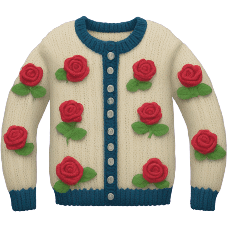 Knit sweater with roses design emoji