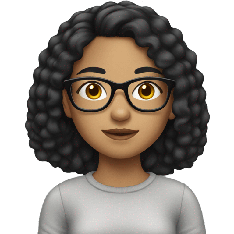 Mixed-race girl with glasses and black hair.  emoji