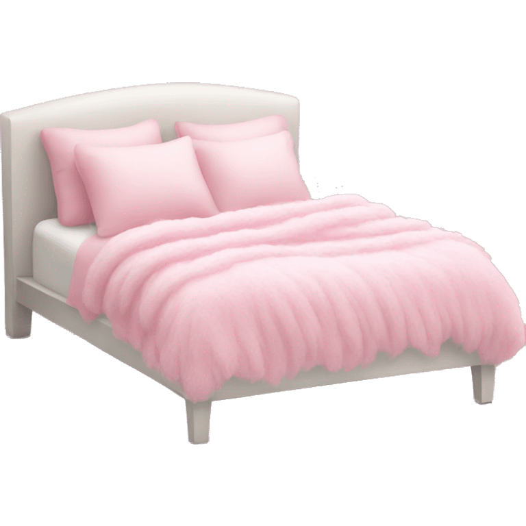 White bed with pink fluffy blanket and pink pillows  emoji