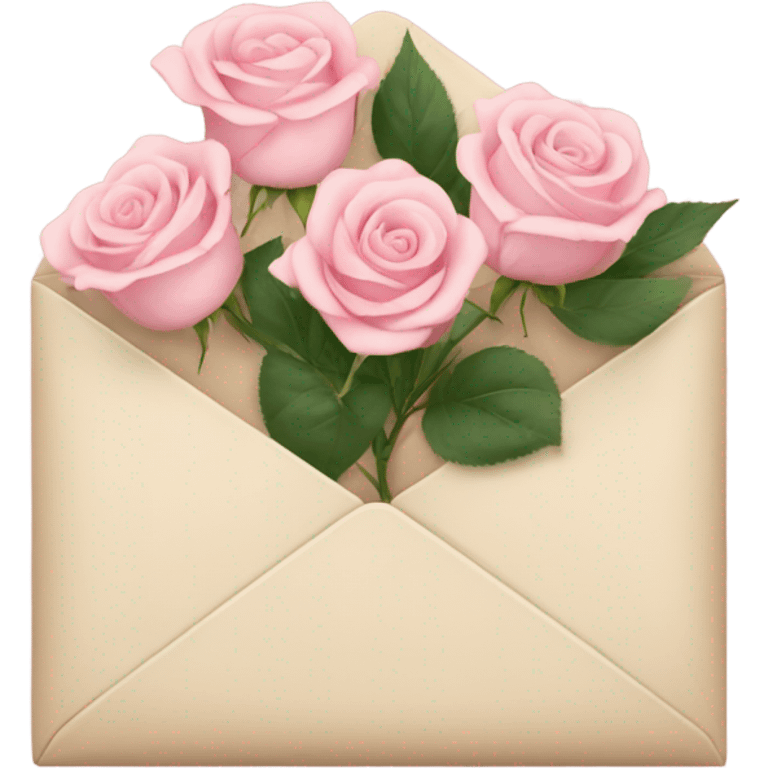 beige envelope with light pink roses emoji