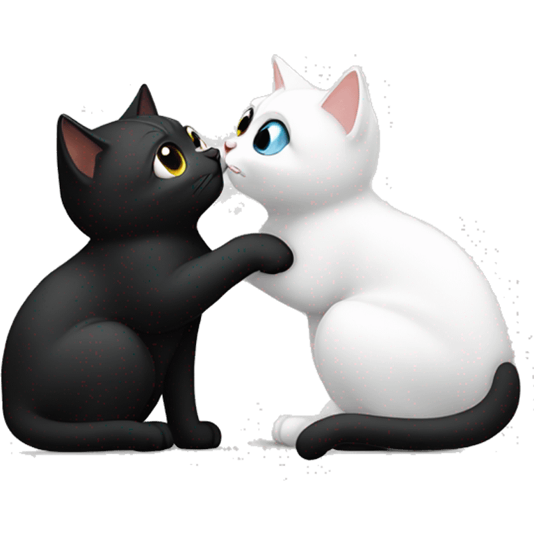 White cat kissing black cat but black cat is cheating on white cat  emoji