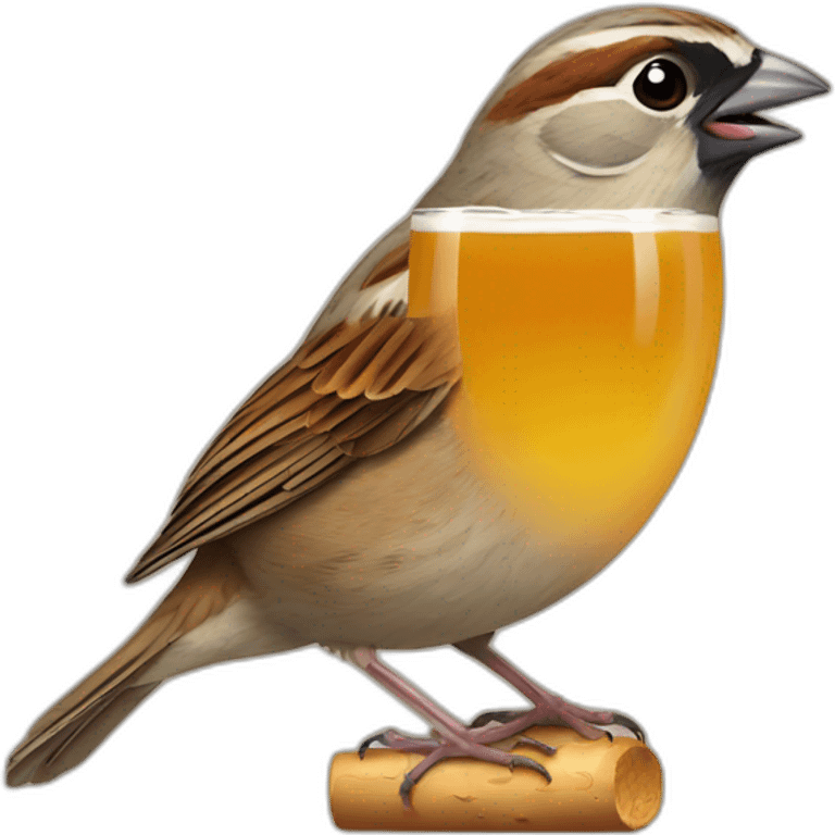 Sparrow drinking cidre emoji