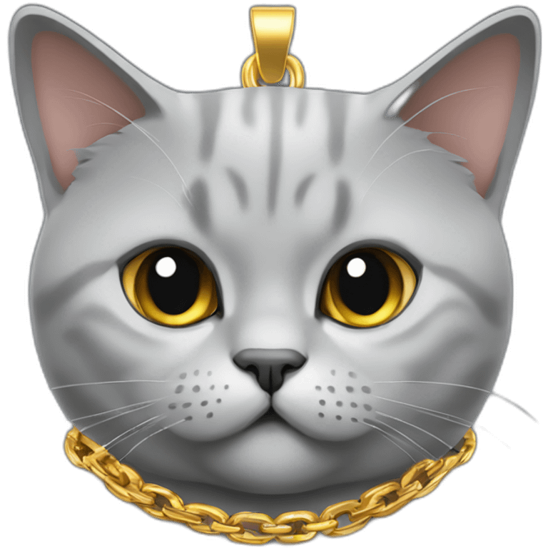 British shorthair cat with gold chain emoji