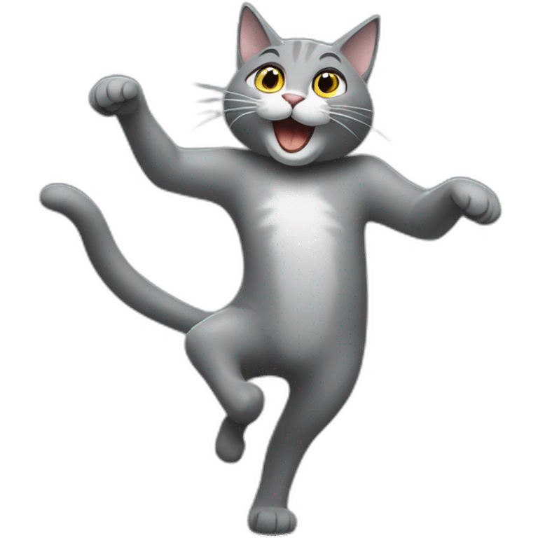 Grey cat dancing emoji