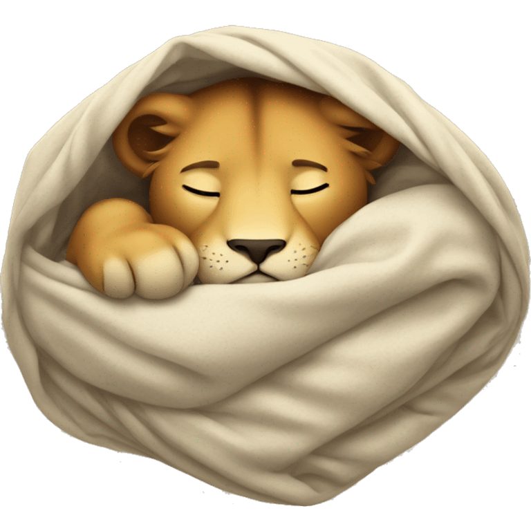 sleeping lion wrapped in blanket emoji